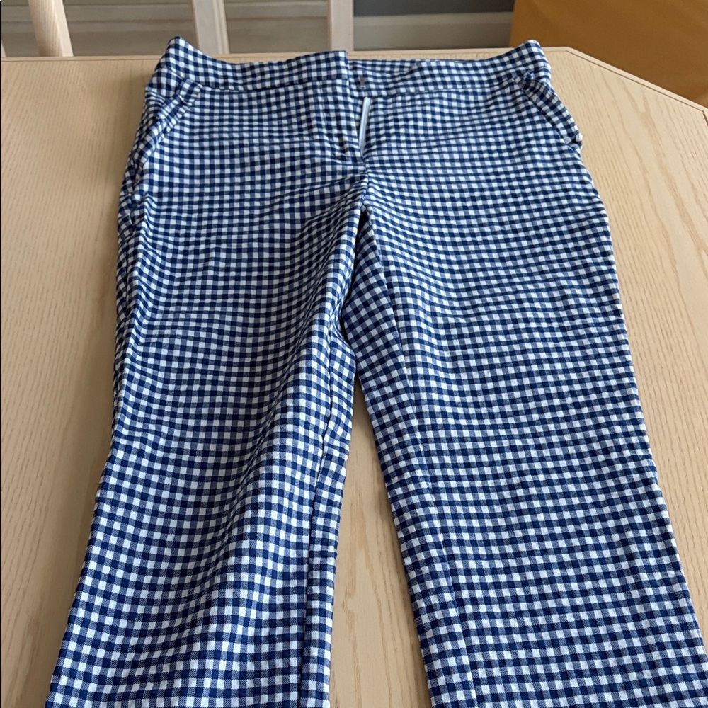 Cynthia Rowley Navy and White Gingham Pants